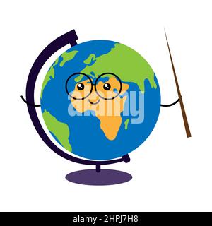 Cute Cartoon kawaii Globus, Vektor isoliert auf weißem Hintergrund. Stock Vektor