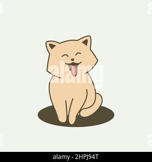 Niedliche Kleine Katze Lächelnd Sit Adorable Kitten Cartoon Stock Vektor