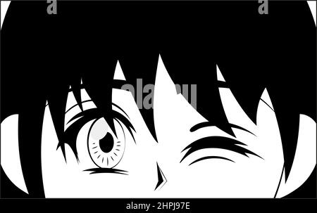 Anime Nahaufnahme Gesicht Stock Vektor