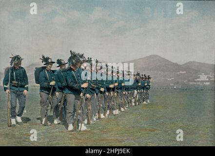 HAUPTFELD DE BERSAGLIERS. Autour Du Monde - Italie 1895 - 1900 (7) - 19. Jahrhundert französischer Farbfotografiedruck Stockfoto