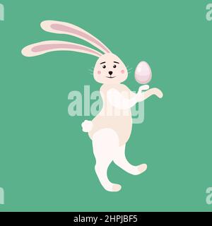 Niedliches Osterhase mit Ei. Cartoon lustige Osterhasen, Illustration Stock Vektor