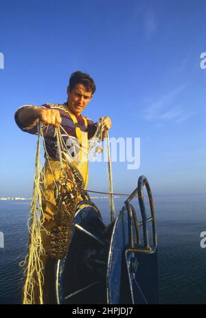 PECHE EN MER MEDITERRANEE Stockfoto