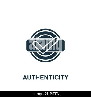 Symbol „Authenticity“. Monochromes, einfaches Symbol für Vorlagen, Webdesign und Infografiken Stock Vektor