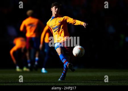 20. Februar 2022; Mestalla-Stadion, Valencia, Spanien; La Liga Fußball, Valencia CF gegen FC Barcelona; Pablo Martin Gavi vom FC Barcelona Stockfoto