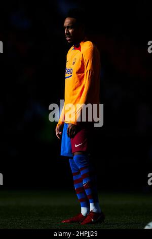 20. Februar 2022; Mestalla-Stadion, Valencia, Spanien; La Liga Fußball, FC Valencia gegen FC Barcelona; Pierre-Emerick Aubameyang vom FC Barcelona Stockfoto