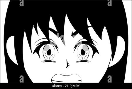 Anime wütend Gesicht aus nächster Nähe Stock Vektor
