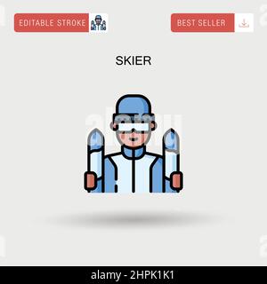 Einfaches Vektorsymbol für Skifahrer. Stock Vektor