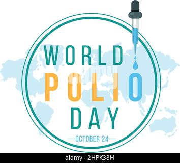 World Polio Day Banner-Design mit oralem Poliovirus-Impfstoff-Illustration Stock Vektor