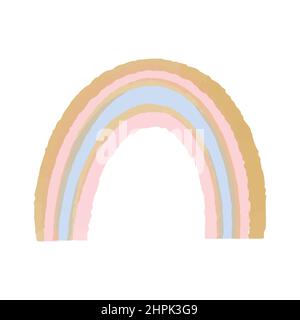 Handgezeichnetes Aquarellelement für den Kindergarten im Boho-Stil. Vektorgrafik. Süßer Regenbogen im skandinavischen Stil. Stock Vektor