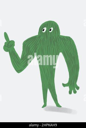 Handgezeichnetes Monster Charakter Kunst Maskottchen Stockfoto