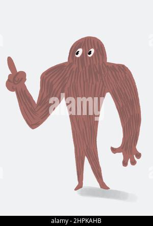 Handgezeichnetes Monster Charakter Kunst Maskottchen Stockfoto