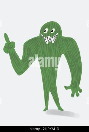 Handgezeichnetes Monster Charakter Kunst Maskottchen Stockfoto