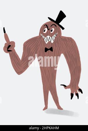 Handgezeichnetes Monster Charakter Kunst Maskottchen Stockfoto