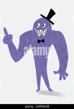 Handgezeichnetes Monster Charakter Kunst Maskottchen Stockfoto