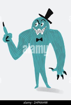 Handgezeichnetes Monster Charakter Kunst Maskottchen Stockfoto