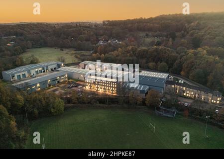 Park Valley Mill, Menging Rooms, Lockwood, Huddersfield, West Yorkshire, Restauriert, ehemaliger Glanz. Stockfoto