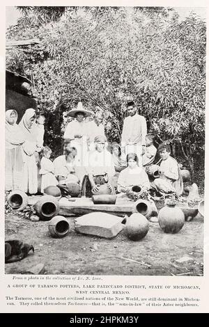 Eine GRUPPE VON TARASCO TÖPFERN, LAKE PATZCUARO DISTRIKT, STAAT MICHOACAN, WEST-ZENTRALMEXIKO. Aus dem Buch "die lebenden Rassen der Menschheit" eine beliebte illustrierte Darstellung der Bräuche, Gewohnheiten, Verfolgungen, Feste und Zeremonien der Rassen der Menschheit in der ganzen Welt von Sir Harry Hamilton Johnston, Und Henry Neville Hutchinson Band 2 Veröffentlicht in London von Hutchinson & Co. Im Jahr 1902 Stockfoto