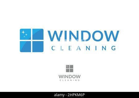 Fensterputzlogo, Glasfenster Symbol Design isoliert auf weißem Hintergrund Stock Vektor