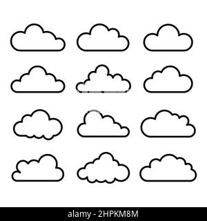 Cloud Shape Icon, einfache Umrisse Cloud Design Collection für Apps und Web Stock Vektor