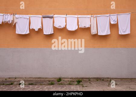 Hängekleidung in Sant'Elena, Venedig, Venetien, Italien, Europa Stockfoto