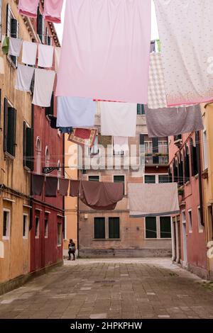 Hängekleidung in Sant'Elena, Venedig, Venetien, Italien, Europa Stockfoto