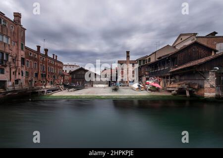 Squero di San Trovaso, Sestiere Dorsoduro, Venedig, Venetien, Italien, Europa Stockfoto