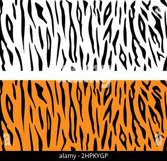Tier Haut Textur Tiger. Schwarze und braune Tiger-Textur für den Druck auf Stoff. Chaotische Flecken Tigerhaut Stock Vektor