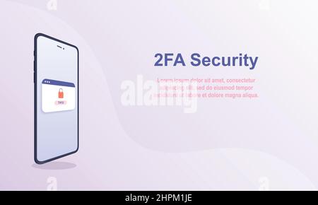2FA-Authentifizierung. Vektordesign-Vorlage mit Kopierbereich. Stock Vektor