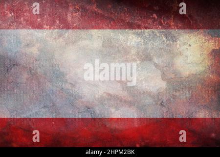 Draufsicht auf die Retro-Flagge Antwerp City, Belgien mit Grunge-Struktur. Belgisches Reise- und Patriot-Konzept. Kein Fahnenmast. Ebenenlayout, Design. Flagge nach hinten Stockfoto