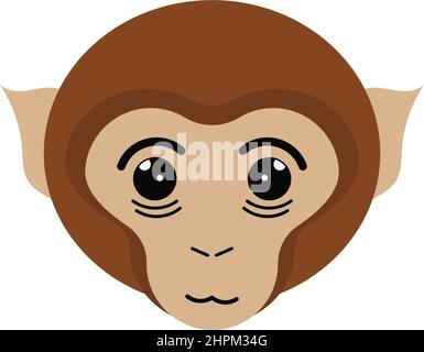 Affenkopf. Niedliche wilde Tiere, Figuren Porträt isoliert auf weißem Hintergrund. Stock Vektor