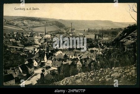 Europa, Deutschland, Thüringen, Dornburg-Camburg ( Camburg ) an der Saale, Blick auf den Ort, Postkarte , verkauft 01. 03. 1911 , Verlag von F. Schlag, Camburg a.. Saale , Rechte werden nicht vertreten . / Europa, Deutschland, Thüringen, Dornburg-Camburg ( Camburg ) an der Saale , Blick auf die Stadt, Postkarte, gesendet 01. 03. 1911, Verlag F. Schlag, es gibt keine Rechte. Stockfoto