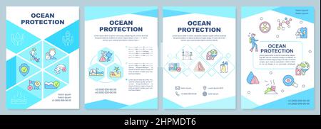 Meeresschutz türkis Broschürenvorlage Stock Vektor