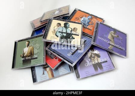 Sammlung von Jazz Music Compact Discs Stockfoto