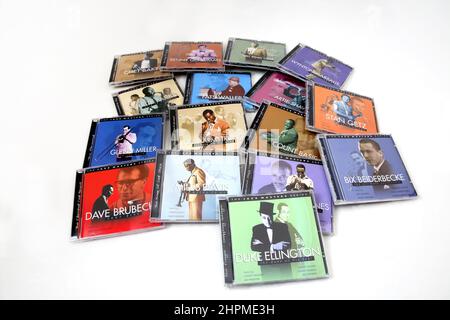 Sammlung von Jazz Music Compact Discs Stockfoto