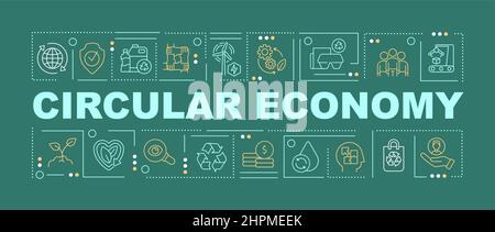 Circular Economy Lösungen Wort Konzepte dunkelgrün Banner Stock Vektor
