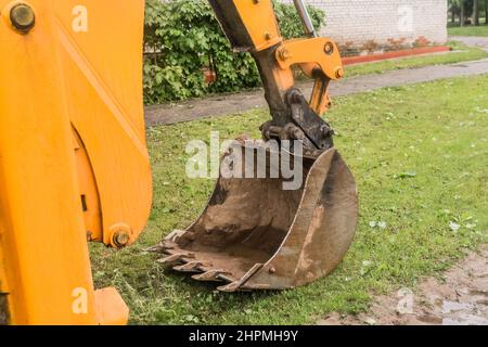 Schwere Schaufelschaufel Bagger Maschinen Industriemaschinen Baustelle. Stockfoto