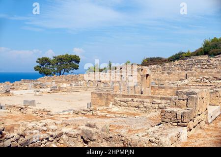 Ruinen des hellenistischen spätklassischen Brunnens in der antiken Kamiros archäologischen Stätte Rhodos Griechenland Stockfoto