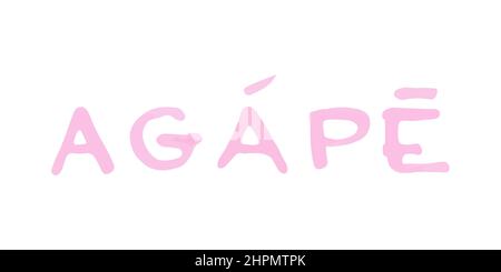 Handgeschriebenes Liebeswort. Liebe auf Griechisch. Markierungsschriftzug. Vektorgrafik, flaches Design Stock Vektor