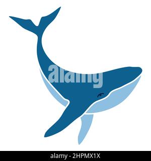 Buckelwal minimalistisch einfache Vektor-Logo-Illustration. Isolierte Farbe Walzeichnung auf weißem Hintergrund Stock Vektor