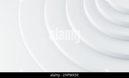 Minimalismus abstrakter weißer Hintergrund mit Kreisen, 3D Illustration Stockfoto