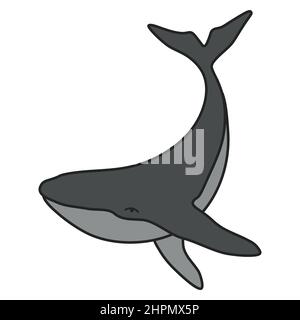 Buckelwal minimalistisch einfache Vektor-Logo-Illustration. Isolierte Farbe Walzeichnung auf weißem Hintergrund Stock Vektor