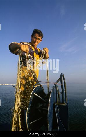 PECHE EN MER MEDITERRANEE Stockfoto