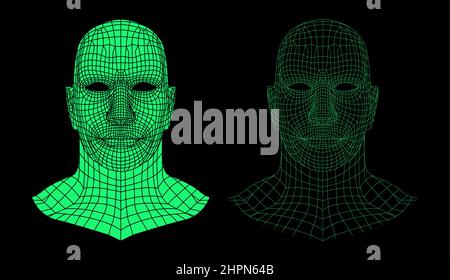 3D Männer mit niedrigem Poly- und polygonalem Kopf Stock Vektor