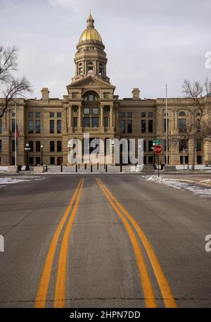 Das Wyoming State Capitol ist die Hauptstadt des Bundesstaates Wyoming und Regierungssitz des US-Bundesstaates Wyoming.die Hauptstadt befindet sich in Cheyenne. Stockfoto