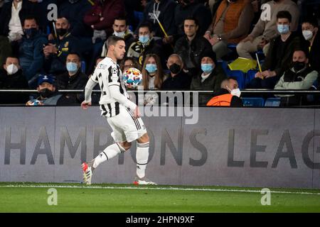 Villarreal, Spanien, 22. Februar 2022. Mattia De Sciglio von Juventus während der Champions-League-Spielrunde von 16 zwischen Villarreal CF und Juventus am 22. Februar 2022 im La Ceramica-Stadion. (Foto von Jose Miguel Fernandez) Stockfoto