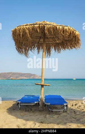 Ruhige Szene am Strand von Elafonissi, Kreta, Griechenland Stockfoto