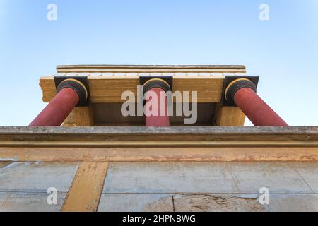 Detail des Nordeingangs zum Palast von Knossos, Kreta, Griechenland Stockfoto