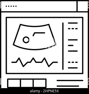 Darstellung des Symbols für die Linie der Ultraschallradiologie, Vektorgrafik flach Stock Vektor