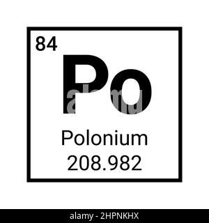 Polonium Chemie Element Masse chemische Bildung Wissenschaft Atom Symbol Stock Vektor