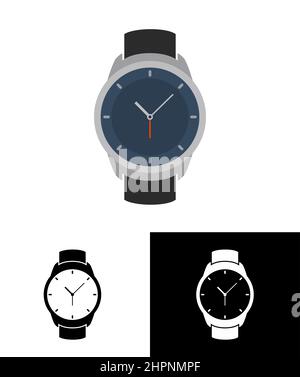 Symbol für Vector Armbanduhr. Armbanduhr Handuhr Illustration für Männer. Schweizer Flachuhr Stock Vektor